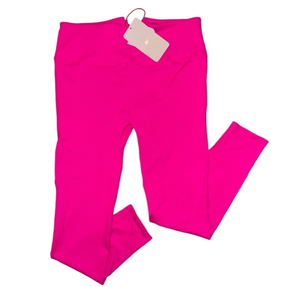 Fabletics NWT High-Waisted Seamless Rib Legging in Flourescent Pink women’s XL - Picture 4 of 10